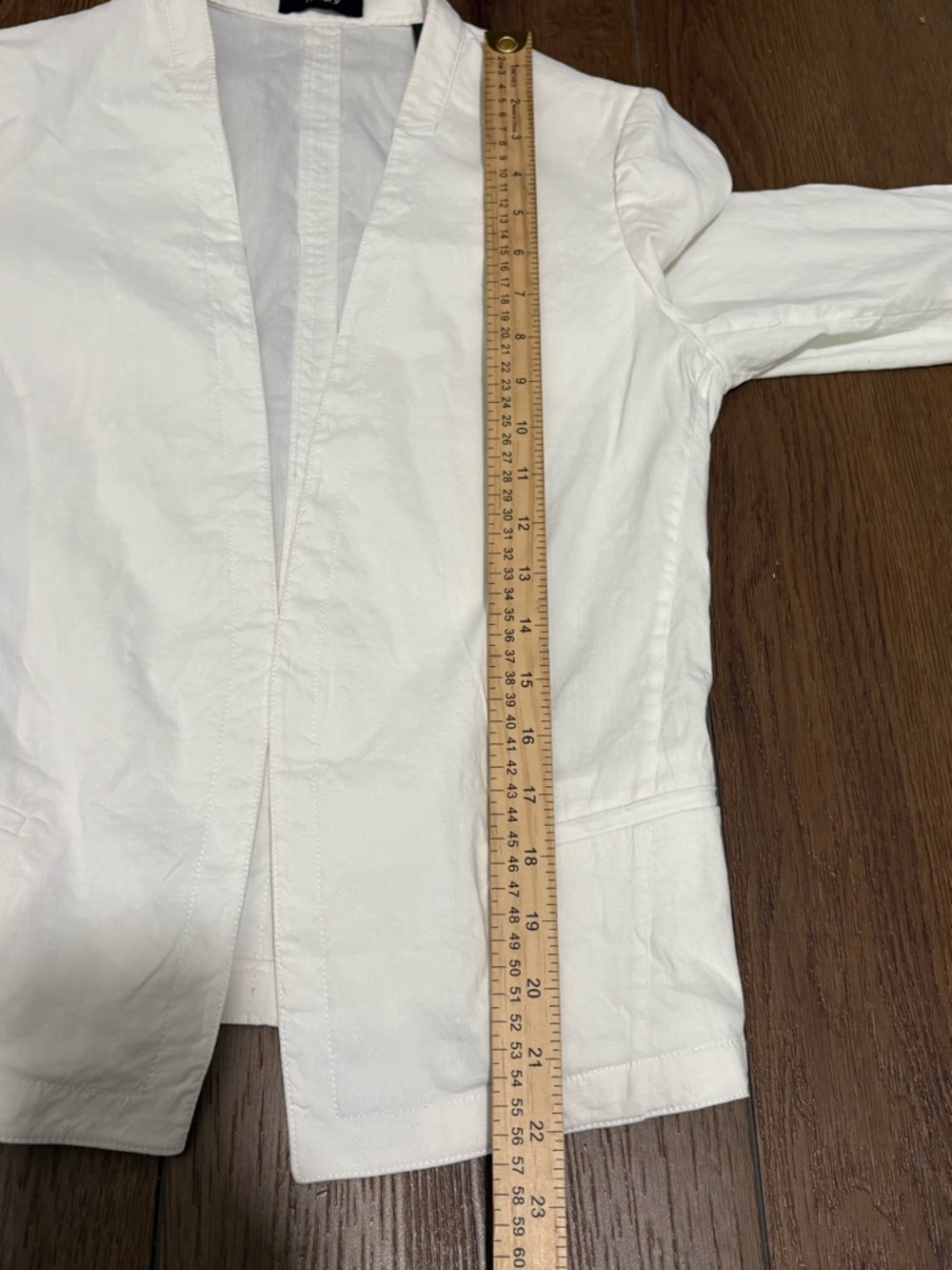 Theory Eco Crunch Wash White Open Front Linen Blend Blazer Small - Picture 4 of 6